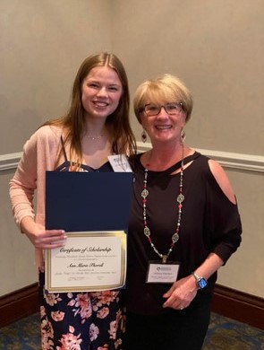 Jocelyn “Fudgie Lee” Farrelly Scholarship recipient Anne Marie Thorell with Victoria.